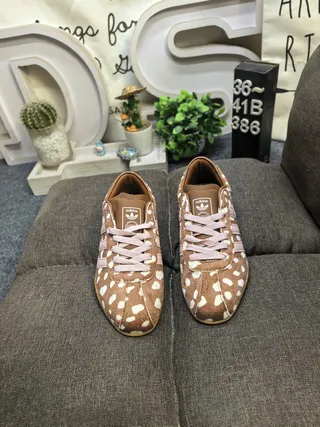 Adidas Brown Pink Cow-Print Upper Three Stripes Sneakers 10