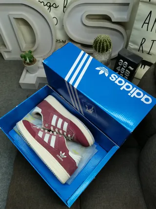 Adidas Burgundy White Suede Upper Three Stripes Lifestyle Sneakers 3
