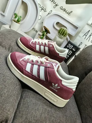 Adidas Burgundy White Suede Upper Three Stripes Lifestyle Sneakers 6