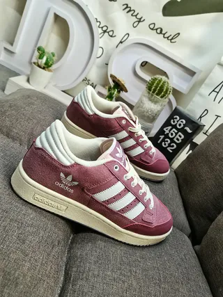 Adidas Burgundy White Suede Upper Three Stripes Lifestyle Sneakers 8