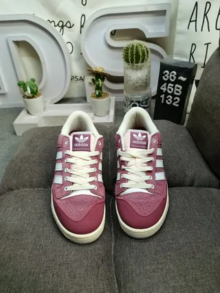 Adidas Burgundy White Suede Upper Three Stripes Lifestyle Sneakers 9