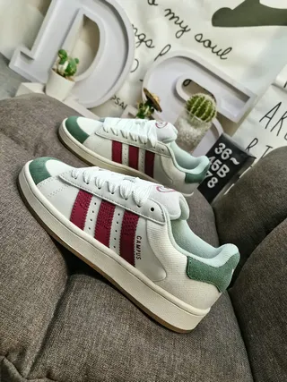 Adidas Campus White Maroon Green Lifestyle Sneakers 7