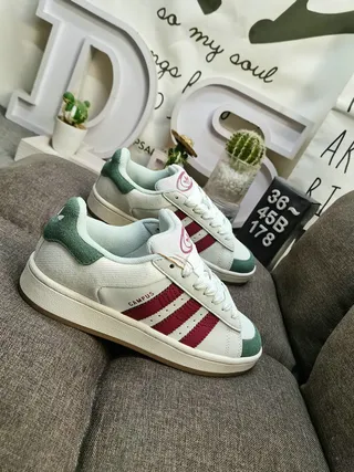 Adidas Campus White Maroon Green Lifestyle Sneakers 9