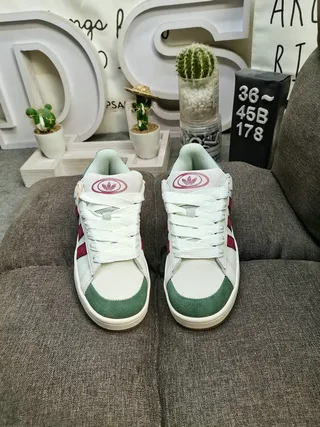 Adidas Campus White Maroon Green Lifestyle Sneakers 10
