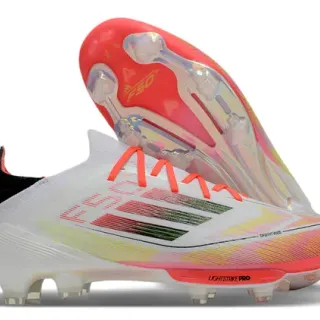 Adidas F50 Lightstrike Pro सफेद नारंगी गुलाबी फर्म ग्राउंड फुटबॉल जूते