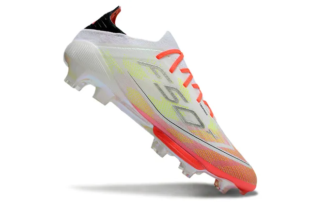 Adidas F50 Lightstrike Pro أبيض برتقالي وردي أرض صلبة أحذية كرة القدم 2
