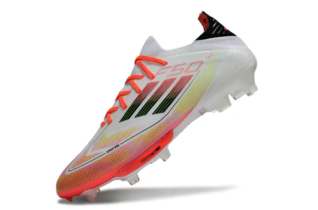 Adidas F50 Lightstrike Pro أبيض برتقالي وردي أرض صلبة أحذية كرة القدم 3