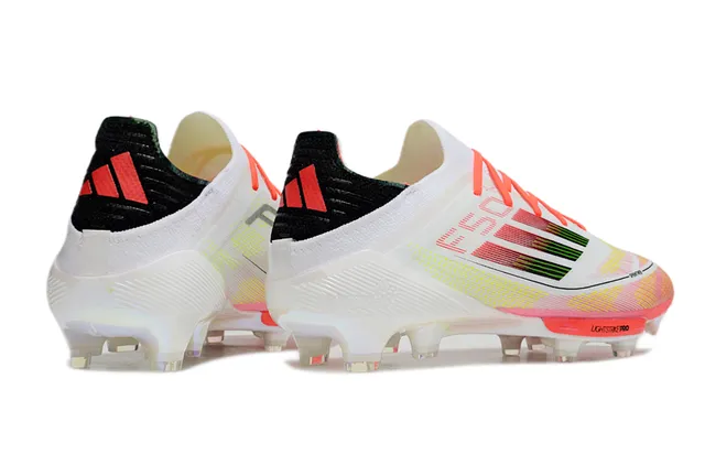 Adidas F50 Lightstrike Pro أبيض برتقالي وردي أرض صلبة أحذية كرة القدم 5