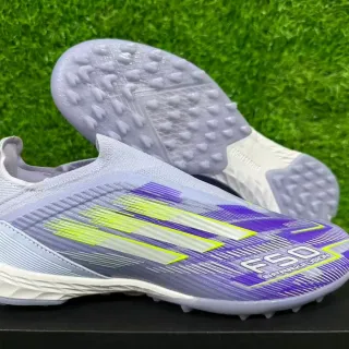 Adidas F50 Sparkfusion Light Gray Purple Neon Lime Botas de fútbol turf