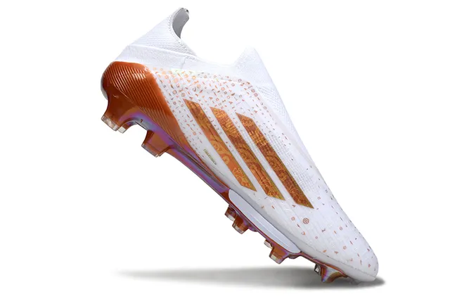 Adidas F50 White Orange Low-Cut Sock-Fit Upper Iridescent Graphic Overlays Firm-Ground Soccer Shoes 2
