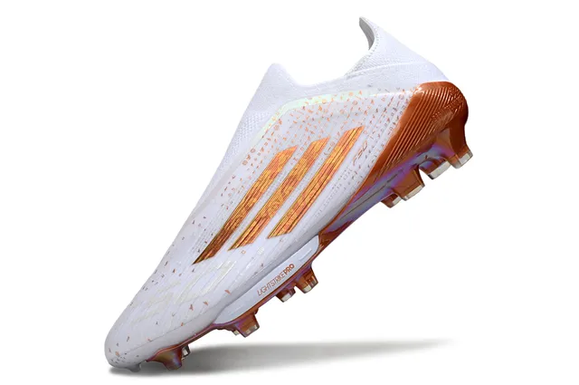 Adidas F50 White Orange Low-Cut Sock-Fit Upper Iridescent Graphic Overlays Firm-Ground Soccer Shoes 3