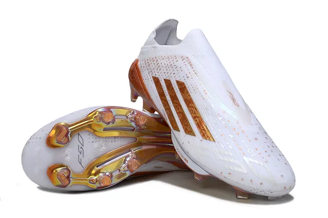 Adidas F50 White Orange Low-Cut Sock-Fit Upper Iridescent Graphic Overlays Firm-Ground Soccer Shoes 4
