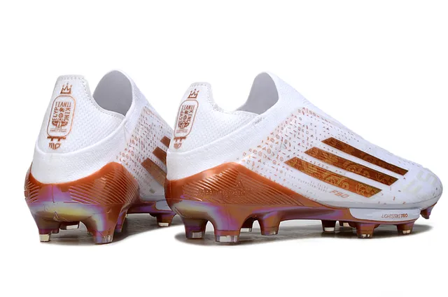 Adidas F50 White Orange Low-Cut Sock-Fit Upper Iridescent Graphic Overlays Firm-Ground Soccer Shoes 5