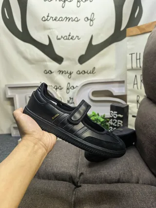 Adidas Gamba Noir sans lacets Velcro Sangle Mary Jane Chaussures 5