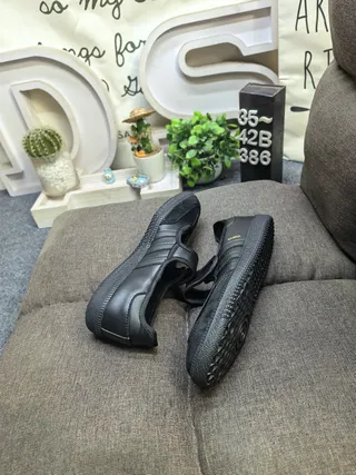 Adidas Gamba Noir sans lacets Velcro Sangle Mary Jane Chaussures 6