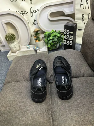 Adidas Gamba Noir sans lacets Velcro Sangle Mary Jane Chaussures 8