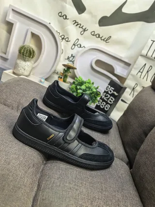 Adidas Gamba Noir sans lacets Velcro Sangle Mary Jane Chaussures 9