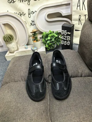 Adidas Gamba Noir sans lacets Velcro Sangle Mary Jane Chaussures 10