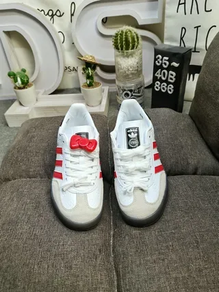 Adidas Gazelle Hello Kitty Collaboration Gray Red Lifestyle Sneakers 10