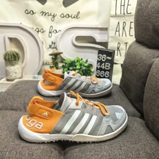 Adidas ধূসর কমলা লেস-আপ ওপেন-টো মেশ উপরের ক্যাজুয়াল স্যান্ডেল