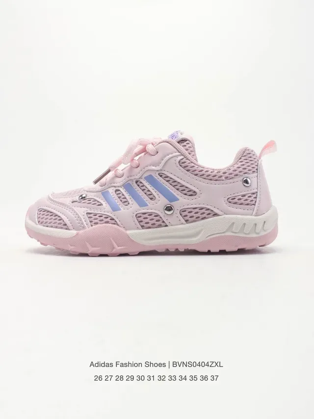 Adidas Gray Pink Mesh Upper Three-Stripe Overlay Lifestyle Sneakers 5