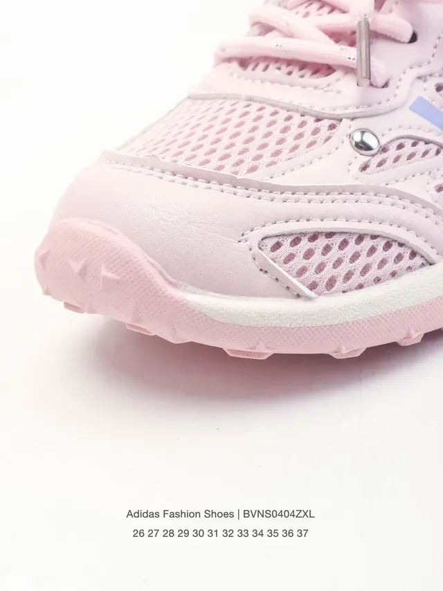 Adidas Gray Pink Mesh Upper Three-Stripe Overlay Lifestyle Sneakers 7