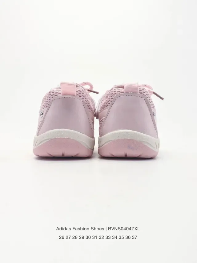 Adidas Gray Pink Mesh Upper Three-Stripe Overlay Lifestyle Sneakers 9