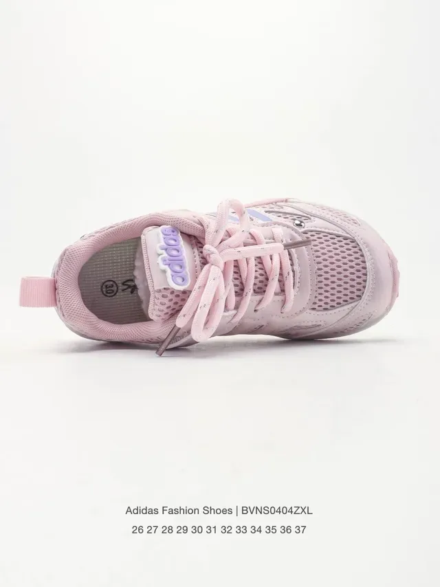 Adidas Gray Pink Mesh Upper Three-Stripe Overlay Lifestyle Sneakers 10