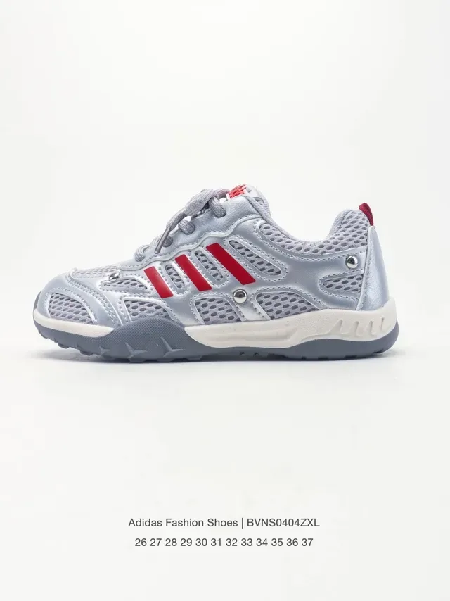Adidas Gray Pink Mesh Upper Three-Stripe Overlay Lifestyle Sneakers 12