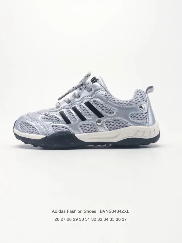 Adidas Gray Pink Mesh Upper Three-Stripe Overlay Lifestyle Sneakers 23