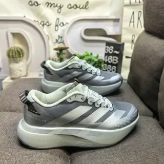 Adidas Gray White Layered Mesh And Synthetic Upper Wide Sculpted Platform Sole Lifestyle Sneakers