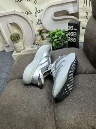 Adidas Gris Blanc Malla En Couches Et Synthétique Supérieur Large Sculpté Semelle De Plateforme Chaussures Lifestyle 6