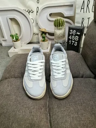 Adidas Gray White Low-Top Three-Stripe Side Panel Lifestyle Sneakers 10