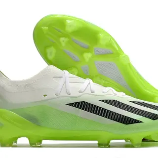 Adidas Green White Low-Cut Synthetic Upper Neon Lime Outsole Firm-Ground Soccer Shoes