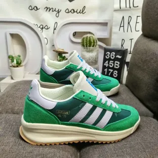 Adidas Green White Retro Runner Suede And Leather Upper Lifestyle Sneakers