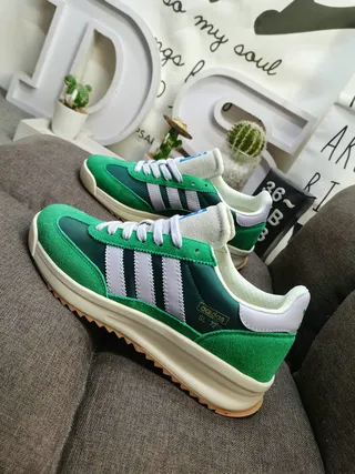 Adidas Green White Retro Runner Suede And Leather Upper Lifestyle Sneakers 7