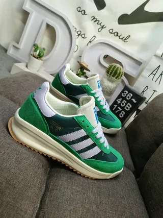Adidas Green White Retro Runner Suede And Leather Upper Lifestyle Sneakers 9