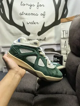 Adidas Green White Suede Upper Mesh Panels Lifestyle Sneakers 5