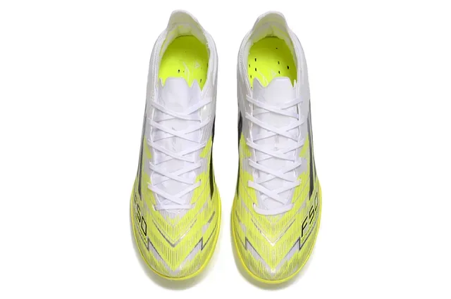 Adidas Liga Strike Branco Amarelo Sapatos de Futebol Turf 2