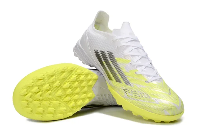 Adidas Liga Strike Branco Amarelo Sapatos de Futebol Turf 3