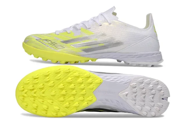 Adidas Liga Strike Branco Amarelo Sapatos de Futebol Turf 6
