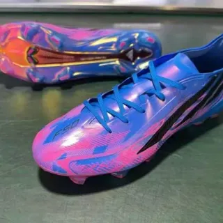 Adidas Multicolor Blue Iridescent Holographic Upper Low-Cut Lace-Up Firm-Ground Soccer Shoes