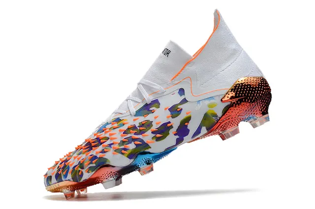 Adidas Multicolore Blanc Bas Ajustement Chaussette Partie Supérieure Impression Abstraite Camo Sol Ferme Chaussures de Football 16
