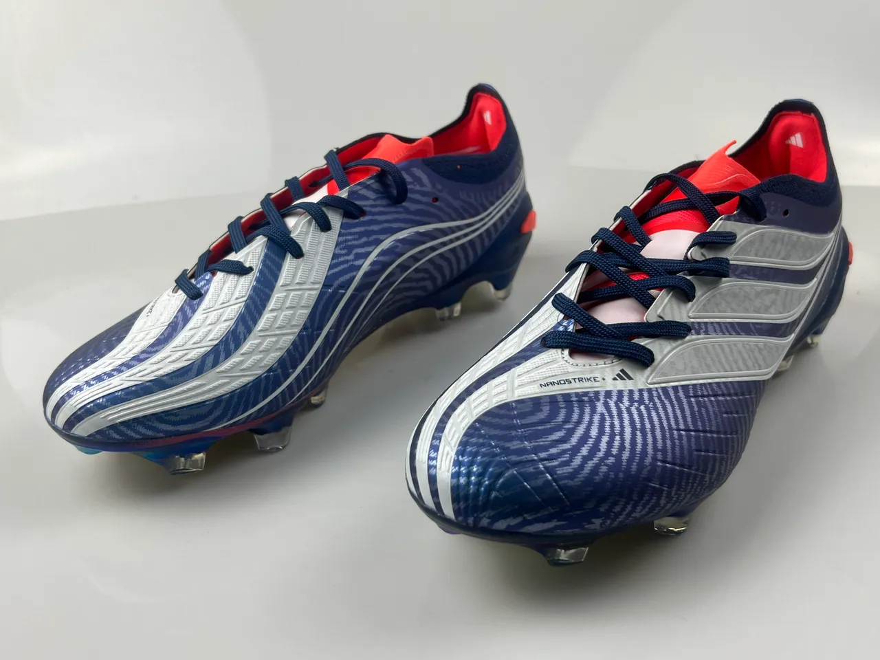 Adidas Nanostrike+ Navy Blue Silver Red Firm-Ground Soccer Shoes 2