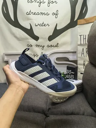 Adidas Navy and White Perforated Stripe Lifestyle Sneakers 5