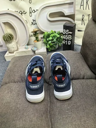 Adidas Navy and White Perforated Stripe Lifestyle Sneakers 8