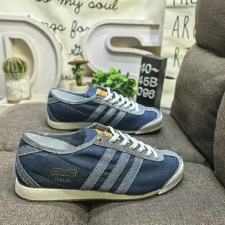 Adidas Navy White Denim Upper Three-Stripe Paneling Lifestyle Sneakers