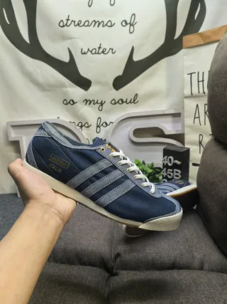 Adidas Navy White Denim Upper Three-Stripe Paneling Lifestyle Sneakers 5