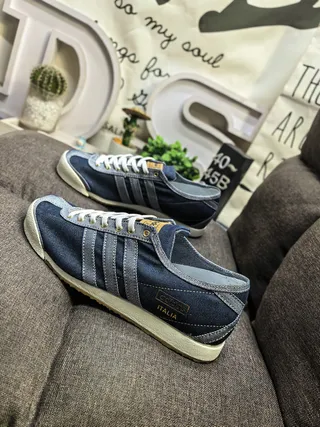 Adidas Navy White Denim Upper Three-Stripe Paneling Lifestyle Sneakers 7