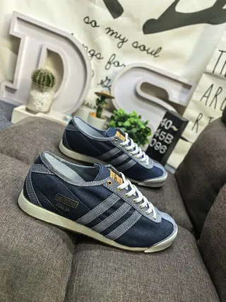 Adidas Navy White Denim Upper Three-Stripe Paneling Lifestyle Sneakers 9